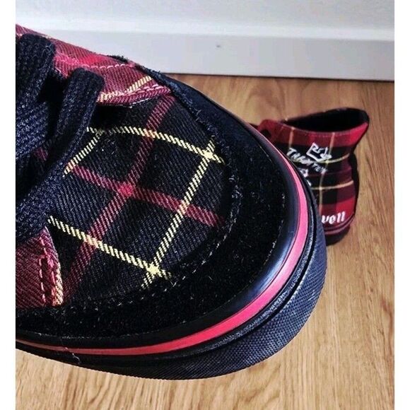 Polo Ralph Lauren Solomon Red Plaid High Top Shoes Men 7 D Tradition Punk 90’s - Picture 5 of 11
